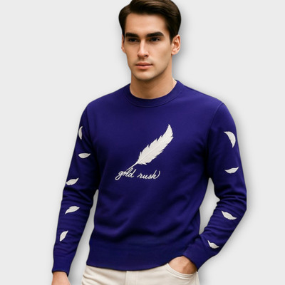 FASHIUM Printed Men Round Neck Blue T-Shirt