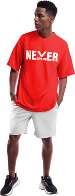 etsun Typography Men Round Neck Red T-Shirt