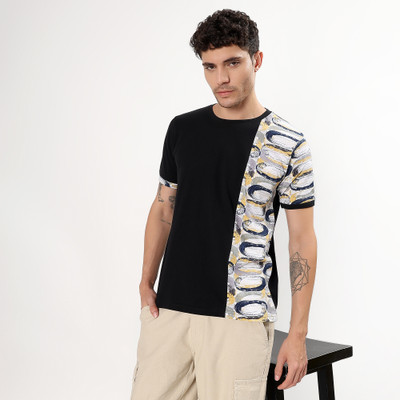 COUNTRY YARD Printed Men Round Neck Black, White T-Shirt