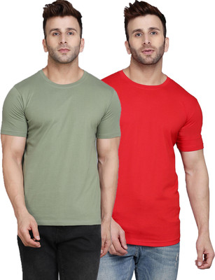 SLOWLORIS Solid Men Round Neck Multicolor T-Shirt