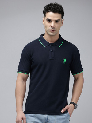 U.S. POLO ASSN. Solid Men Polo Neck Blue T-Shirt