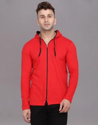 tfurnish Solid Men Hooded Neck Red T-Shirt
