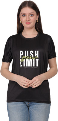 Navya Ecommerce Printed Women Round Neck Black T-Shirt