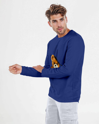 Trend Twisst Animal Print Men Round Neck Dark Blue T-Shirt
