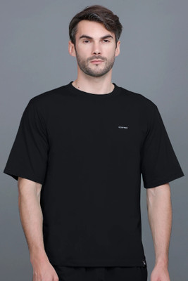GODFREY Solid Men Round Neck Black T-Shirt