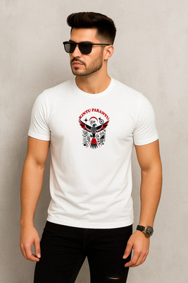 Kasendra Printed Men Round Neck White T-Shirt