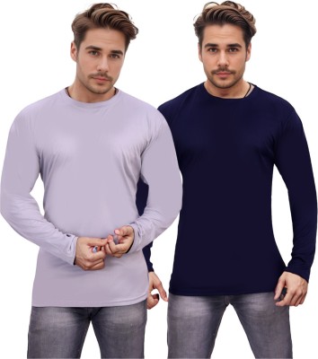 Elite Elegance Apparel Solid Men Round Neck Grey, Navy Blue T-Shirt