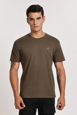 TT THE TEE Solid Men Round Neck Green T-Shirt