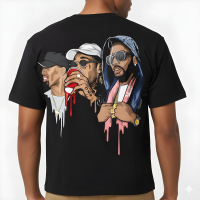 LUXENBOURG Graphic Print Men Round Neck Black T-Shirt