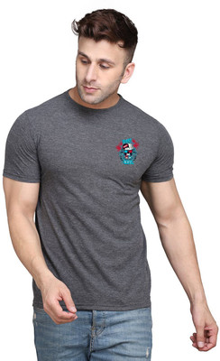 tfurnish Printed Men Round Neck Grey T-Shirt
