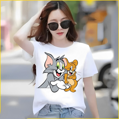 OJSR Printed Women Round Neck White T-Shirt