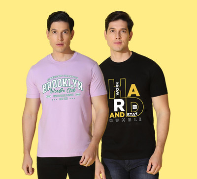 WOOSTRO Printed Men Round Neck Multicolor T-Shirt