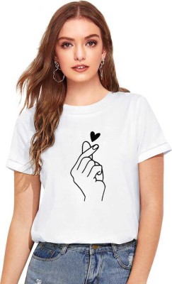 CUTEXT FASHION Printed Women Round Neck White T-Shirt