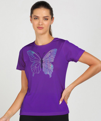 Shashvi Fashion Typography Women Round Neck Purple T-Shirt