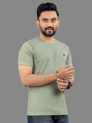 CELLUX Self Design Men Round Neck Light Green T-Shirt