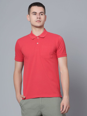 CANTABIL Solid Men Polo Neck Red T-Shirt