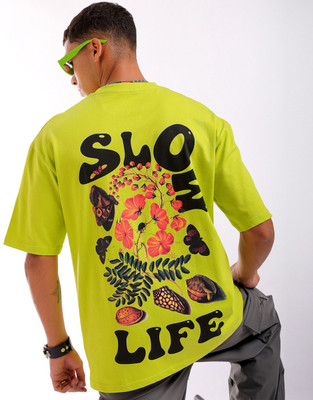 The Indian Garage Co. Printed Men Crew Neck Green T-Shirt