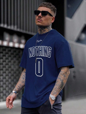 SPOWEARY Printed Men Round Neck Blue T-Shirt
