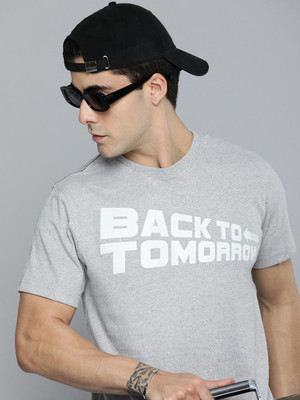 R.Code by The Roadster Life Co. Printed Men Round Neck Grey T-Shirt