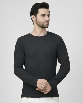 SMASH SMART WEAR Solid Men Crew Neck Black T-Shirt