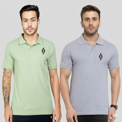 cnw Solid Men Polo Neck Multicolor T-Shirt