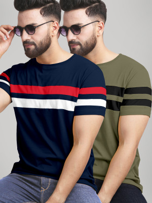 AUSK Colorblock Men Round Neck Multicolor T-Shirt