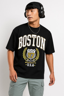 JoyandHappiness Typography Men Crew Neck Black T-Shirt