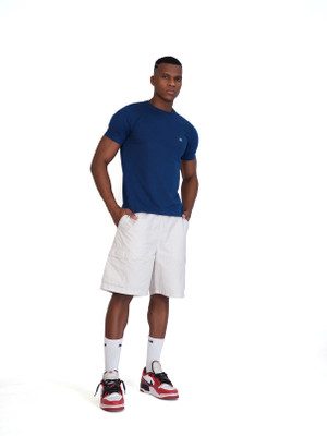 GORELAX Solid Men Crew Neck Navy Blue T-Shirt