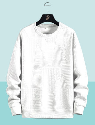 radhe creation Self Design Men Round Neck White T-Shirt