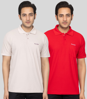 Pyro Spirit Printed Men Polo Neck Silver, Red T-Shirt