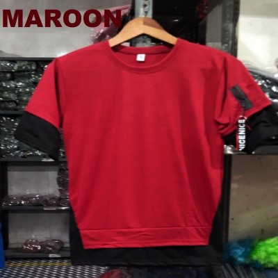 TARSHI Solid Men Round Neck Red, Maroon T-Shirt