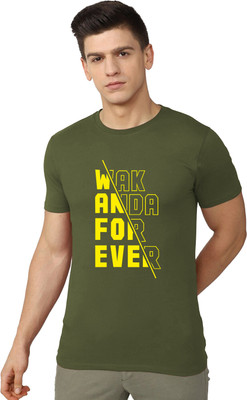 London Crew Typography Men Round Neck Green T-Shirt