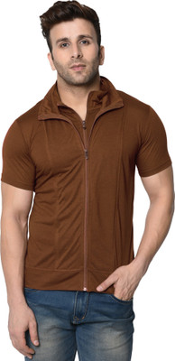 Tresna Fab Solid Men Polo Neck Brown T-Shirt