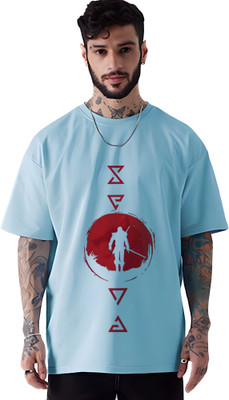 Be Beas Printed Men Round Neck Light Blue T-Shirt