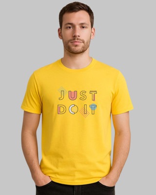 Velvawear Printed Men Crew Neck Yellow T-Shirt