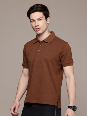 Moda Rapido Graphic Print Men Polo Neck Brown T-Shirt