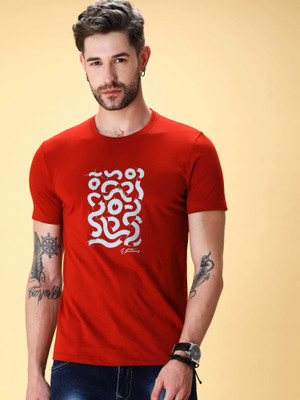 Estilocus Solid Men Round Neck Brown T-Shirt