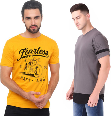 Red Flag Typography Men Round Neck Dark Green, Grey T-Shirt