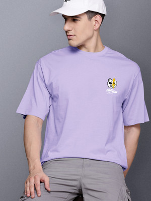 PATOIS Printed Men Round Neck Purple T-Shirt