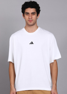 ADIDAS Solid Men Round Neck White T-Shirt
