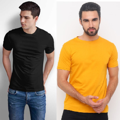 stylesmyth Solid Men Round Neck Multicolor T-Shirt