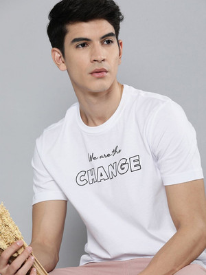 sms creation Solid Men Round Neck White T-Shirt