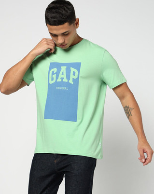 GAP Graphic Print Men Crew Neck Green T-Shirt