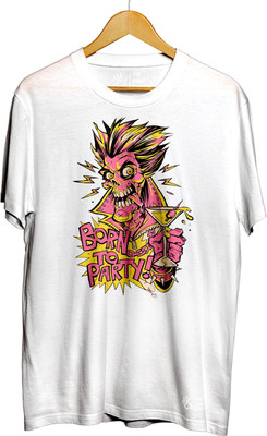 THE PRINT PLATTER Printed Men Round Neck White T-Shirt