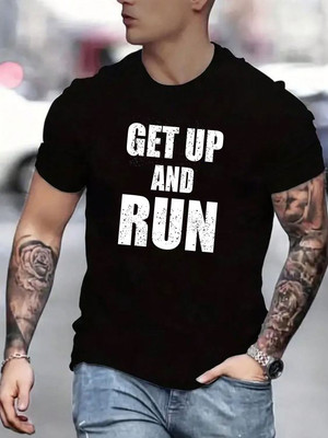 SPOWEARY Printed, Self Design Men Round Neck Black T-Shirt