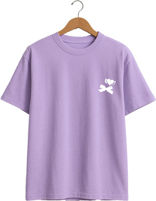 Buddy Collection Graphic Print, Typography Women Round Neck Purple T-Shirt