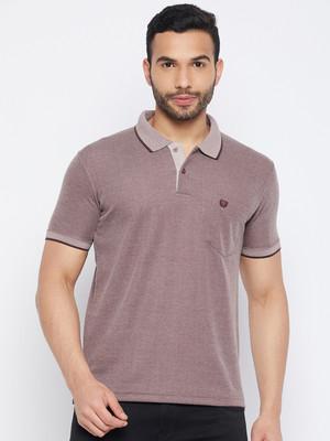 DUKE Solid Men Polo Neck Brown T-Shirt