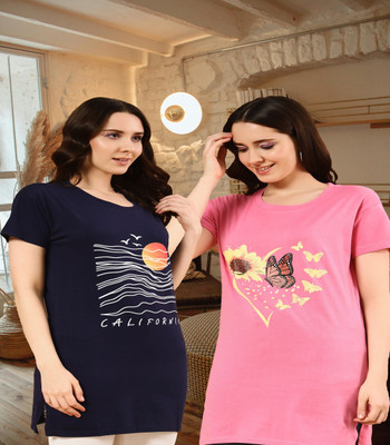 HouseOfCommon Graphic Print Women Crew Neck Multicolor T-Shirt