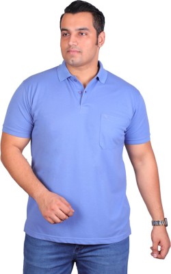 XMEX Solid Men Polo Neck Purple T-Shirt