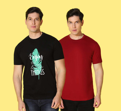 WOOSTRO Printed Men Round Neck Multicolor T-Shirt